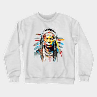 American Native Indian Brave Warrior Inspiration People Abstract Crewneck Sweatshirt